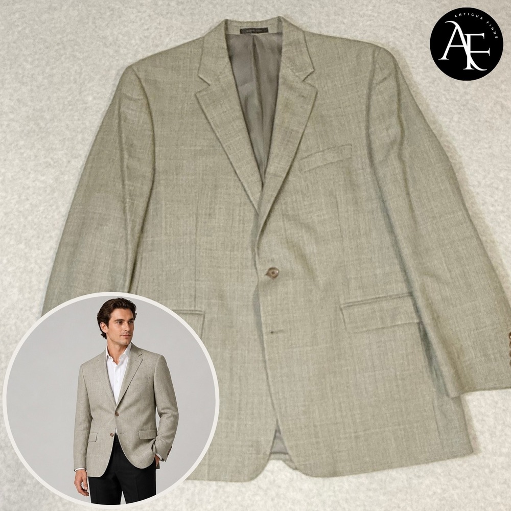 Lauren Ralph Lauren Mens 46L Silk Wool Blazer Sport Coat Tan Greige 46 Long